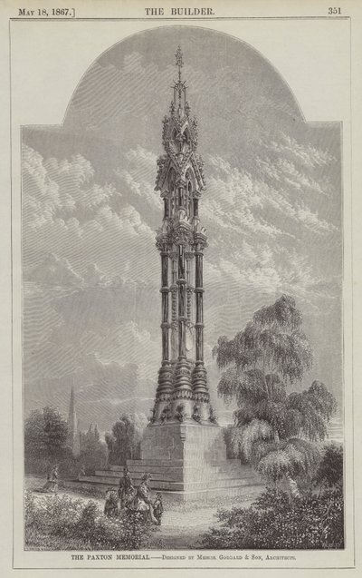 O Memorial Paxton, desenhado por Goddard e Filho, Arquitectos (gravura) de English School