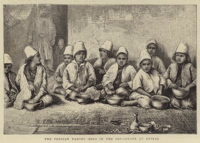 A fome persa, meninos no orfanato de Shiraz de English School