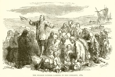 Os Padres Peregrinos que aterram na Nova Inglaterra, 1660 de English School