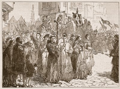 A peregrinação da graça em 1536, ilustração da história ilustrada de Cassells da Inglaterra (foto sépia) de English School