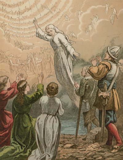 Os peregrinos entram na cidade celestial de English School