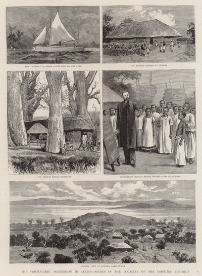 A Agressão Portuguesa em África, Cenas na Localidade do Distrito Disputado (gravura) de English School