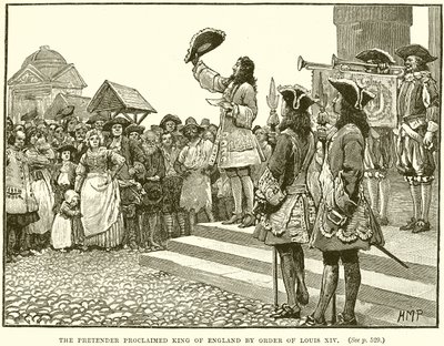O Pretendente Proclamado Rei da Inglaterra pela Ordem de Luís XIV de English School