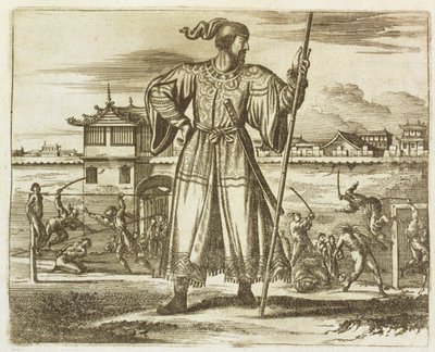 O general principal do exército chinês, ilustração de uma descrição de embaixadas a China, 1690 de English School