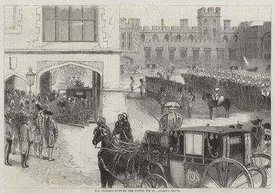A Princesa a sair do Castelo para a Capela de São Jorge (gravura) de English School