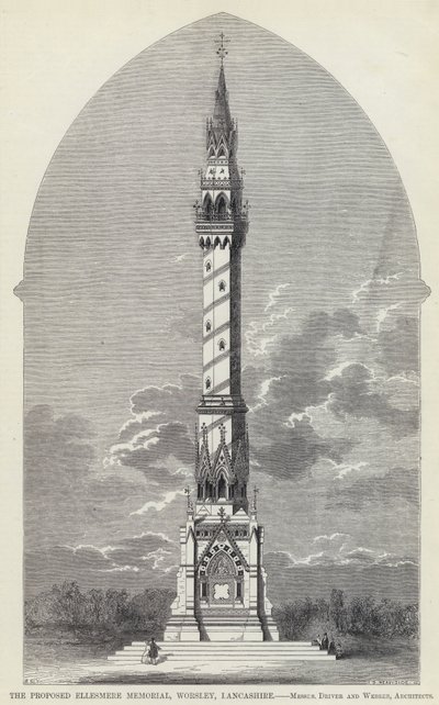 The Proposed Ellesmere Memorial, Worsley, Lancashire (gravura) de English School