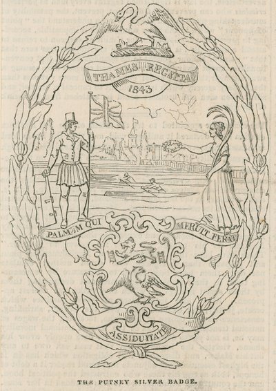 O distintivo de prata Putney concedido durante a Regata do Tamisa de English School