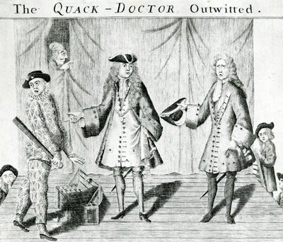 O Quack Doctor Outwitted, publicado por Sutton Nichols, 1558 de English School