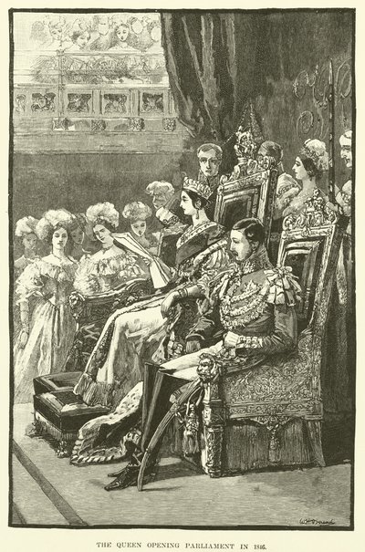 A Rainha Abrindo o Parlamento em 1846 (gravura) de English School