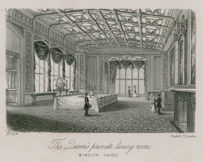 A sala de jantar privada do Queens no Castelo de Windsor de English School
