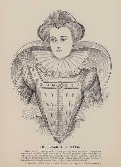O penteado de raquete (gravura) de English School