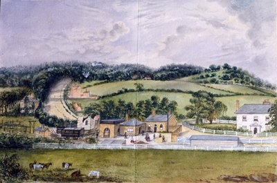 The Railway Terminus, Kent, c.1860 (wc no papel) de English School
