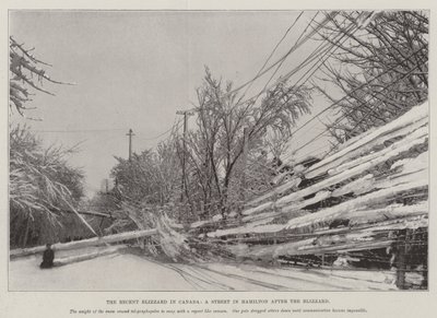 A recente nevasca no Canadá, uma rua em Hamilton após a nevasca (litho) de English School