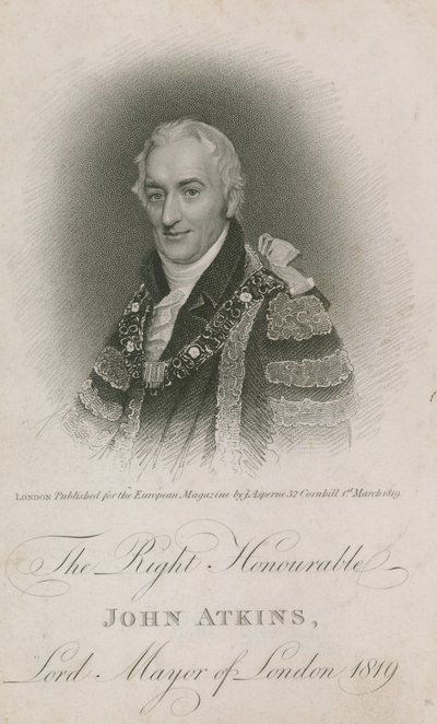 O honrado John Atkins, prefeito de Londres em 1819 de English School