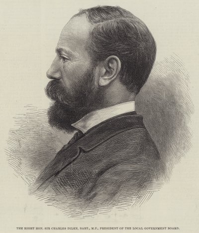 O Honorável Sir Charles Dilke, Baronete, Deputado, Presidente do Conselho do Governo Local (gravura) de English School