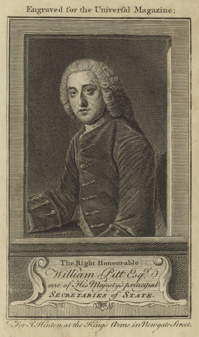 O excelentíssimo William Pitt Esquire, um dos principais secretários de Estado de Sua Majestade de English School