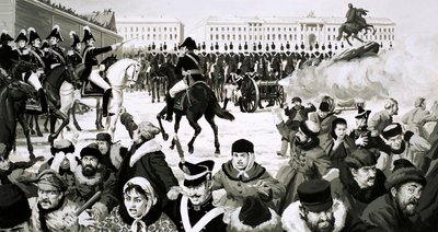 A Ascensão e Queda dos Romanovs: As Guerras com o Ocidente (guache no papel) de English School