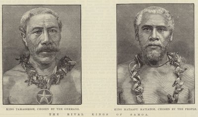 Os Reis Rivais de Samoa (gravura) de English School