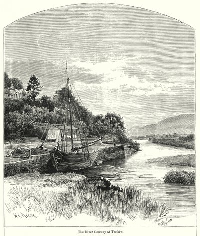 O rio Conway em Trefriw (gravura) de English School