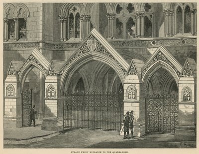 O Royal Courts of Justice: entradas frontais para o quadrilátero de English School