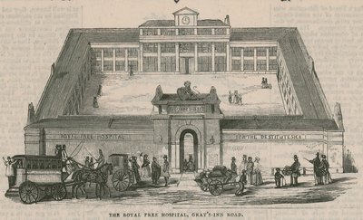O Royal Free Hospital, na Grays Inn Road, em Londres de English School