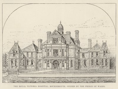 O Hospital Royal Victoria, Bournemouth, aberto pelo Príncipe de Gales (gravura) de English School