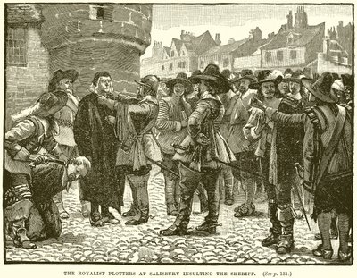 The Royalist Plotters em Salisbury insultando o xerife de English School