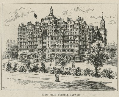 O Russell Hotel, vista da Russell Square de English School