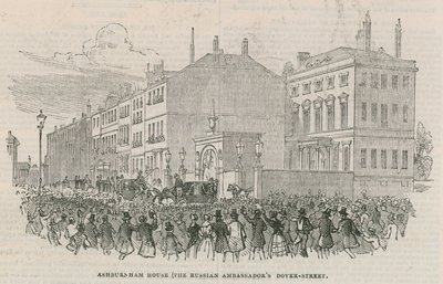 A casa dos embaixadores russos; Ashburnham House, Dover Street, Londres de English School