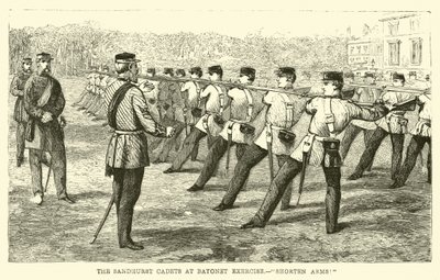 The Sandhurst Cadets no Bayonet Exercise, encurtar os braços! de English School