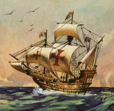 A Santa Maria que, em 1492, levou Colombo ao Novo Mundo de English School