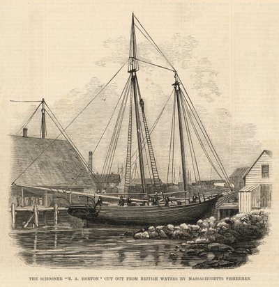 O Schooner EA Horton é cortado das águas britânicas pelos pescadores de Massachusetts de English School