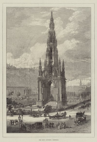O Monumento Scott, Edimburgo (gravura) de English School