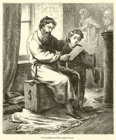 O Escultor e o jovem pintor (gravura) de English School