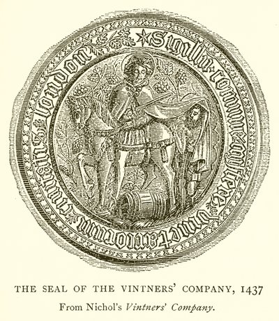 O selo da empresa Vintners, 1437 de English School