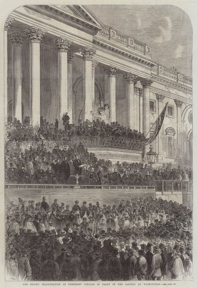 A Segunda Inauguração do Presidente Lincoln em frente ao Capitólio em Washington (gravura) de English School