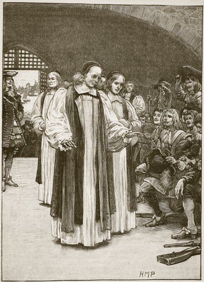 Os sete bispos que entram na torre, ilustração da história ilustrada de Cassells da Inglaterra (foto sépia) de English School
