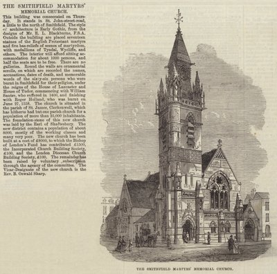 A Igreja Memorial dos Mártires de Smithfield (gravura) de English School