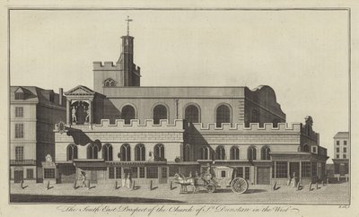 A perspectiva do sudeste da igreja de St Dunstan no oeste, Londres de English School