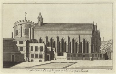 A perspectiva do sudeste da igreja do templo, Londres de English School