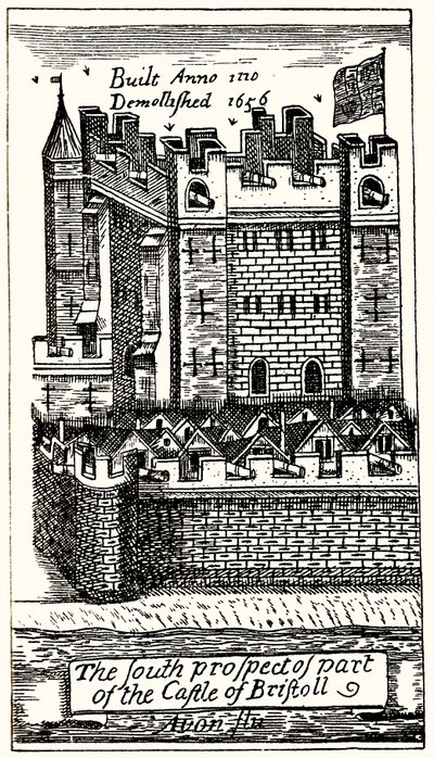 A perspectiva sul de parte do castelo de Bristoll, pub. 1893. de English School