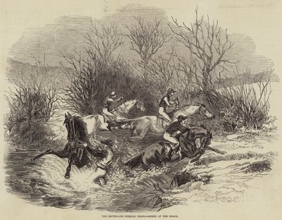 The Southgate Steeple Chase, Scene at the Brook (gravura) de English School