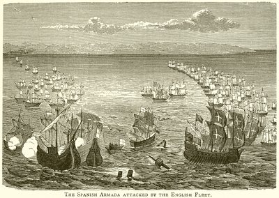 A armada espanhola atacada pela frota inglesa de English School