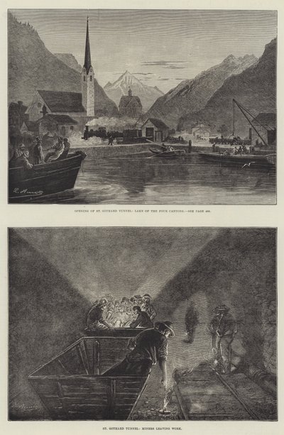O Túnel Ferroviário de São Gotardo (gravura) de English School