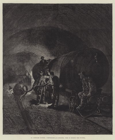 O Túnel de São Gotardo (gravura) de English School