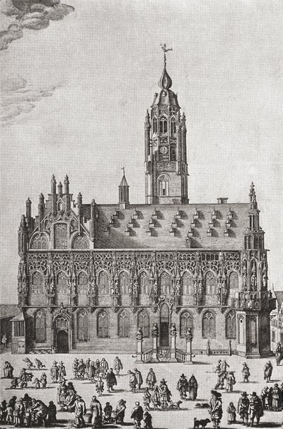 O Stadhuis, Middelburg, como era no século XVI, de "Uma Breve História do Povo Inglês", de JR Green, publicado em 1893 de English School