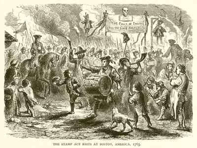 A Lei do Selo Revolve em Boston, América, 1765 de English School