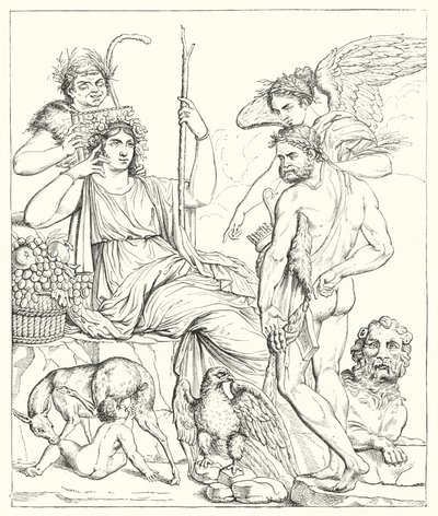 A História de Hércules e Telephus (gravura) de English School