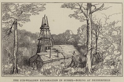 The Sub-Wealden Exploration in Sussex, Boring at Netherfield (gravura) de English School