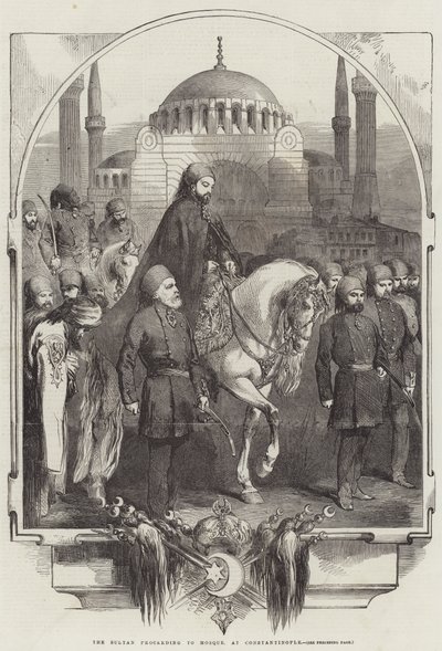 O Sultão prossegue para a Mesquita, em Constantinopla (gravura) de English School
